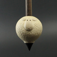 Load image into Gallery viewer, Sheep support spindle in holly and walnut (&lt;font color=&quot;red&quot;&lt;b&gt;RESERVED&lt;/b&gt;&lt;/font&gt; for Rita)