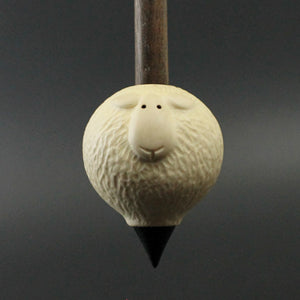 Sheep support spindle in holly and walnut (<font color="red"<b>RESERVED</b></font> for Rita)