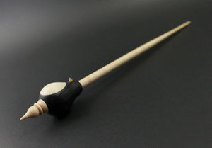 Penguin bead spindle in frogwood, holly, and curly maple