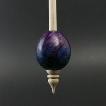 Load image into Gallery viewer, Egg bead spindle in hand dyed maple burl and curly maple