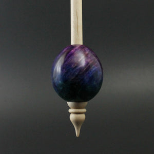 Egg bead spindle in hand dyed maple burl and curly maple