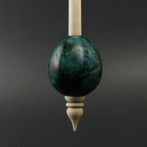 Egg bead spindle in hand dyed maple burl and curly maple