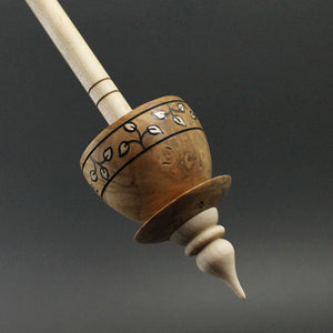 Teacup spindle in maple burl and curly maple