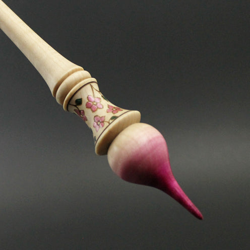 Russian style spindle in hand dyed curly maple