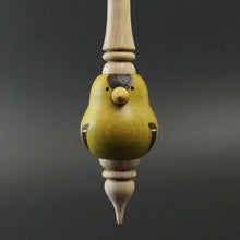 Load image into Gallery viewer, Bird bead spindle in hand dyed maple and curly maple