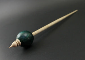 Bead spindle in hand dyed maple burl and curly maple with turquoise inlay (<font color="red"<b>RESERVED</b></font> for Luzia)