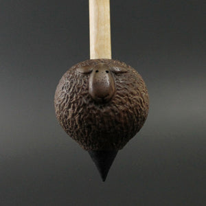 Sheep support spindle in walnut and curly maple (<font color="red"<b>RESERVED</b></font> for Sabine)