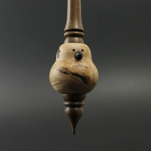 Bird bead spindle in maple burl and walnut (<font color=