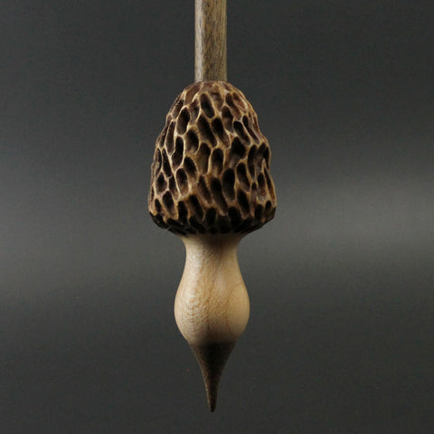Mushroom support spindle in maple and walnut