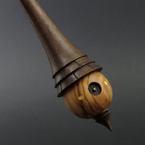 Wee folk spindle in olivewood and walnut