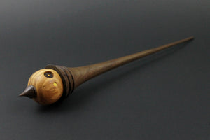 Wee folk spindle in olivewood and walnut
