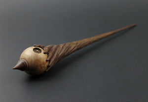 Wee folk spindle in maple burl and walnut