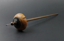 Load image into Gallery viewer, Drop spindle in amboyna burl, Indian ebony, and walnut