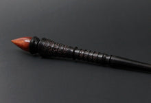 Load image into Gallery viewer, Wand spindle in hand dyed walnut and bloodwood