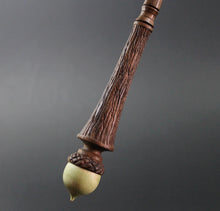 Load image into Gallery viewer, Wand spindle in walnut and hand dyed curly maple