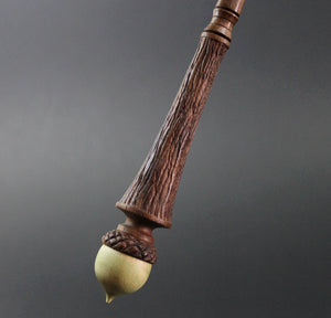 Wand spindle in walnut and hand dyed curly maple