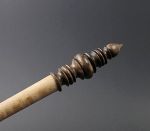 Wand spindle in birdseye maple and walnut
