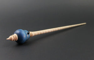 Bluebird bead spindle in hand dyed curly maple, Indian ebony, and curly maple