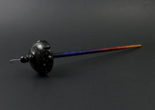 Load image into Gallery viewer, Drop spindle in hand dyed walnut and hand dyed curly maple