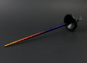 Drop spindle in hand dyed walnut and hand dyed curly maple