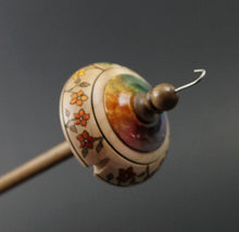 Load image into Gallery viewer, Drop spindle in curly maple, hand dyed maple burl, and walnut
