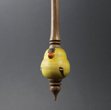 Load image into Gallery viewer, Goldfinch bead spindle in hand dyed curly maple and walnut