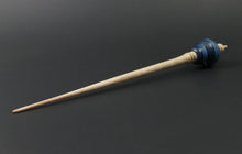 Load image into Gallery viewer, Owl bead spindle in hand dyed curly maple, Indian ebony, and curly maple