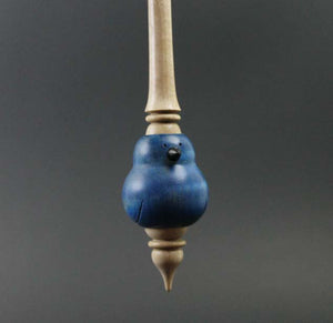 Bluebird bead spindle in hand dyed curly maple and curly maple