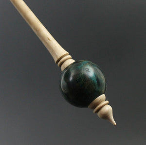 Bead spindle in hand dyed maple burl and curly maple