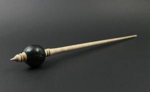 Bead spindle in hand dyed maple burl and curly maple