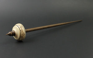 Tibetan style spindle in holly and walnut