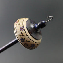 Load image into Gallery viewer, Drop spindle in curly maple, hand dyed maple burl, and hand dyed curly maple