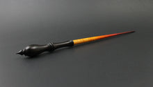 Load image into Gallery viewer, Wand spindle in hand dyed curly maple and Indian ebony