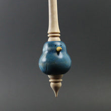 Load image into Gallery viewer, Bluebird bead spindle in hand dyed curly maple and curly maple