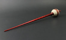 Load image into Gallery viewer, Bead spindle in holly, redheart, and hand dyed curly maple