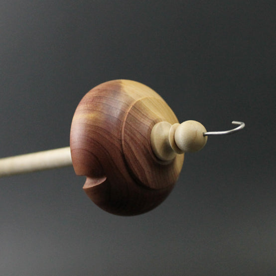 Drop spindle in red cedar and curly maple