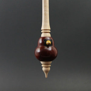 Cardinal bead spindle in hand dyed walnut and curly maple