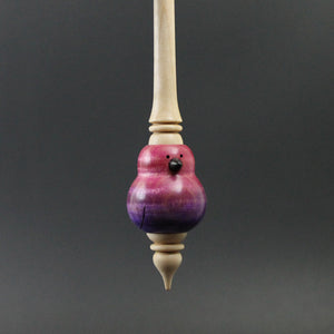 Bird bead spindle in hand dyed curly maple and curly maple