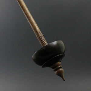 Tibetan style spindle in bog oak and walnut