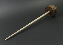 Load image into Gallery viewer, Toadstool stump drop spindle in walnut and curly maple