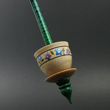 Load image into Gallery viewer, Teacup spindle in curly maple and hand dyed curly maple