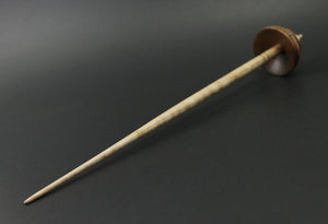 Tibetan style spindle in figured sapele and curly maple