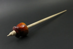 Teacup spindle in hand dyed maple burl and curly maple
