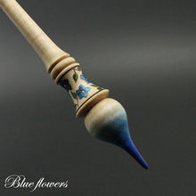 Load image into Gallery viewer, PREORDER for dyed tip Russian style spindle in curly maple