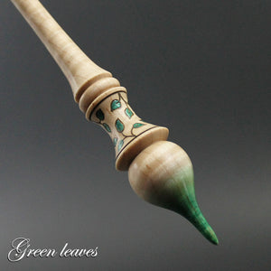 PREORDER for dyed tip Russian style spindle in curly maple