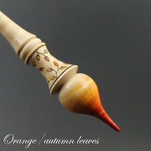 Load image into Gallery viewer, PREORDER for dyed tip Russian style spindle in curly maple