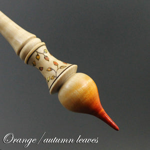 PREORDER for dyed tip Russian style spindle in curly maple