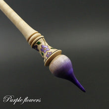 Load image into Gallery viewer, PREORDER for dyed tip Russian style spindle in curly maple